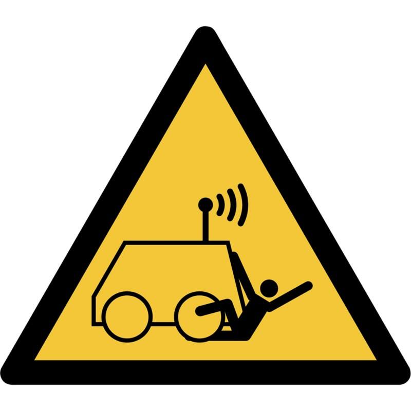 Djois Warnschild Warnung vor Überfahren durch ferngesteuerte Maschinen Klebstoff, einschraubbar PP (Polypropylen) 30 (B) x 0,14 (H) cm 3 Stück