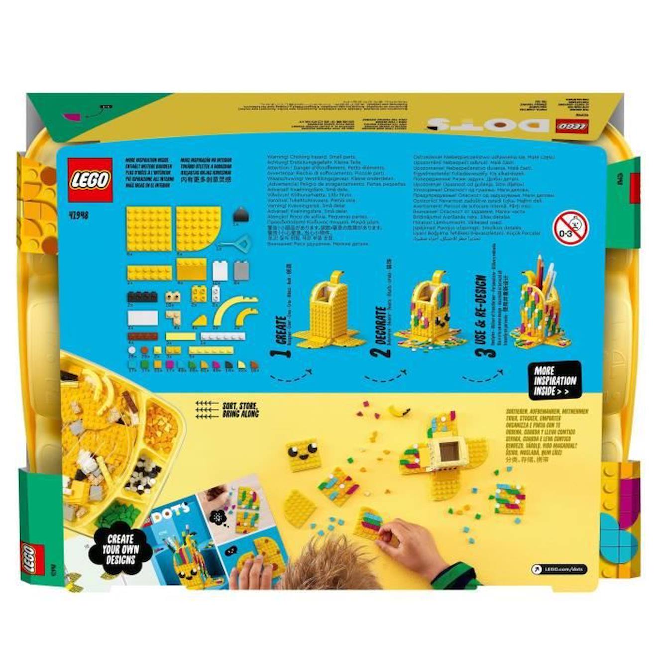LEGO® 41948 DOTS Le Porte-Crayons Banane Amusante, Jouet de Construction, Accessoires de Chambre Enfants, Loisir Créatif pour +6 Ans jaune