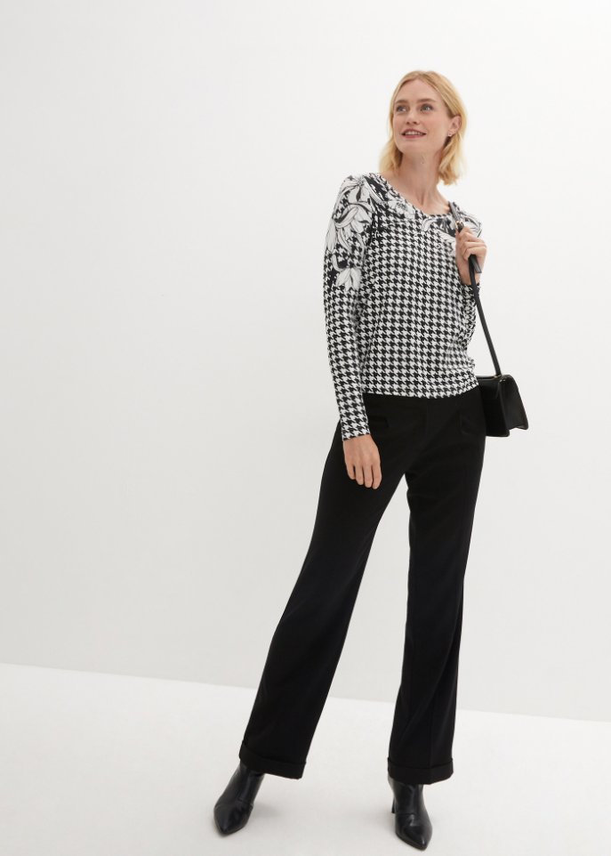 Langarmshirt im Hahnentritt-Design