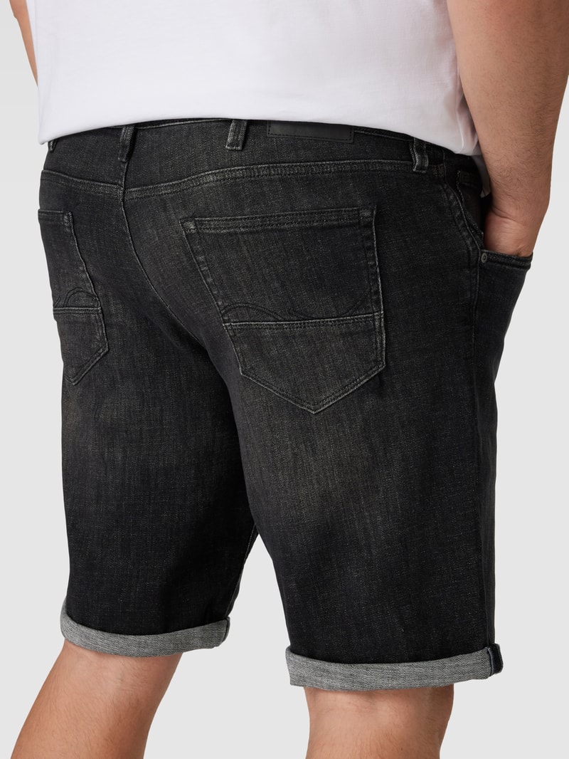 PLUS SIZE Jeansshorts mit fixierten Beinumschlägen Modell 'RICK' in schwarz