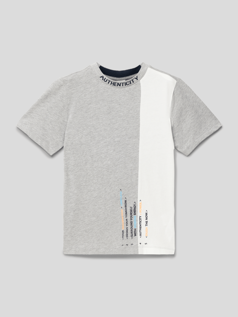 T-Shirt mit Motiv-Print in mittelgrau meliert