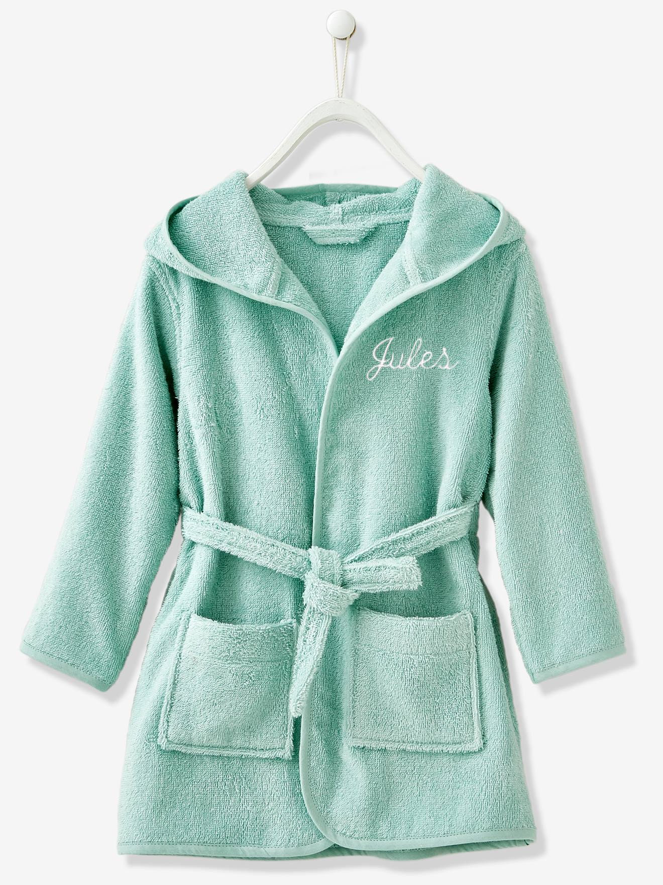 Peignoir de bain enfant à capuche vieux rose