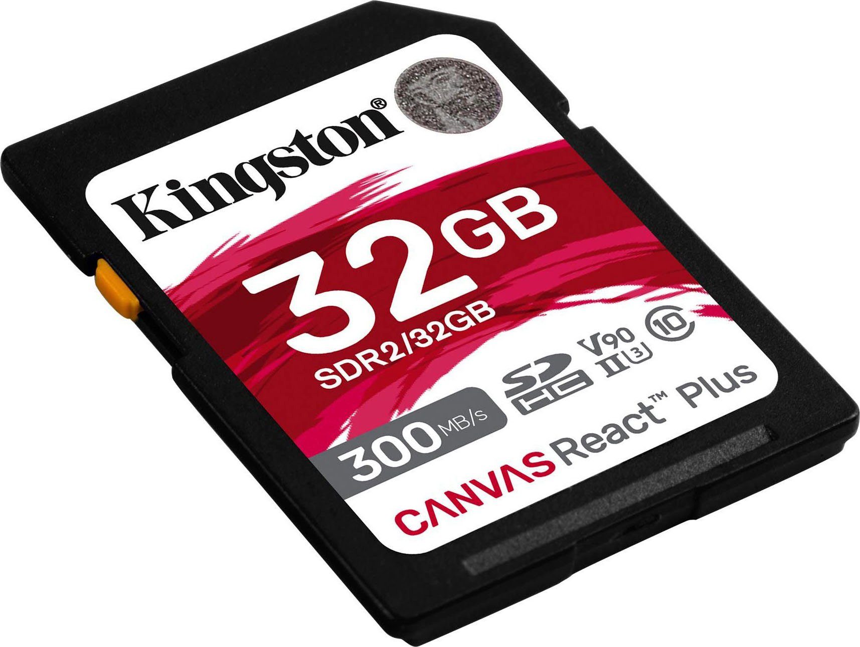 Kingston Canvas React Plus SD 32GB Speicherkarte (32 GB, Class 10, 300 MB/s Lesegeschwindigkeit)