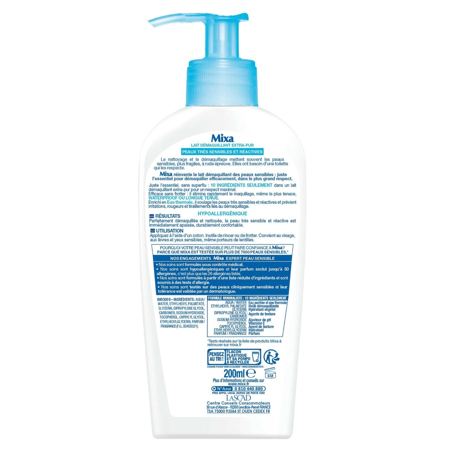 Mixa Extra-Pure pomirjujoče čistilno mleko