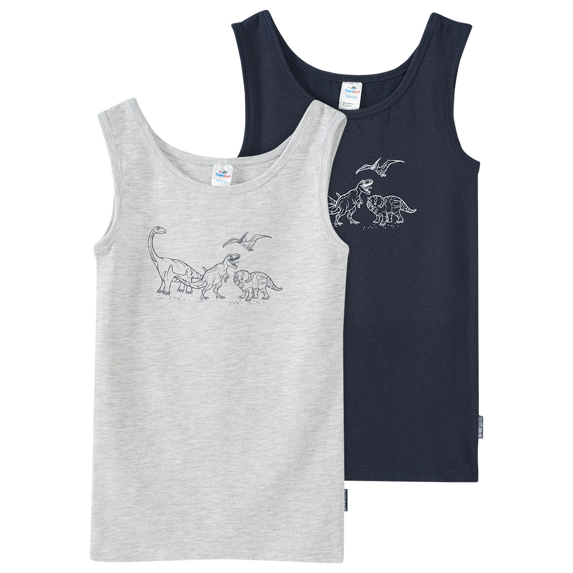 2 Jungen Unterhemden mit Dino-Motiv