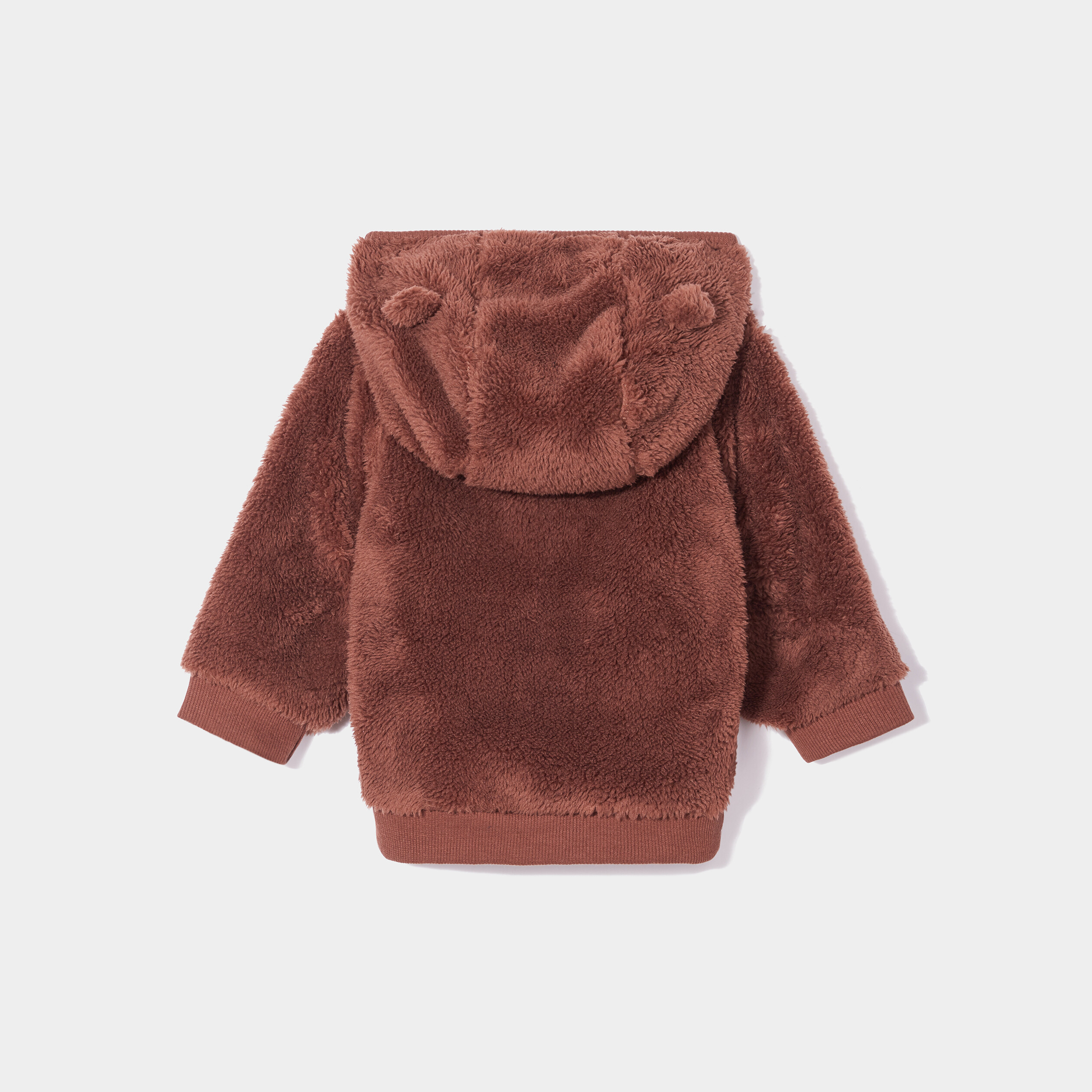 Gilet fausse fourrure zippé à capuche marron foncé bébé garçon | La Halle