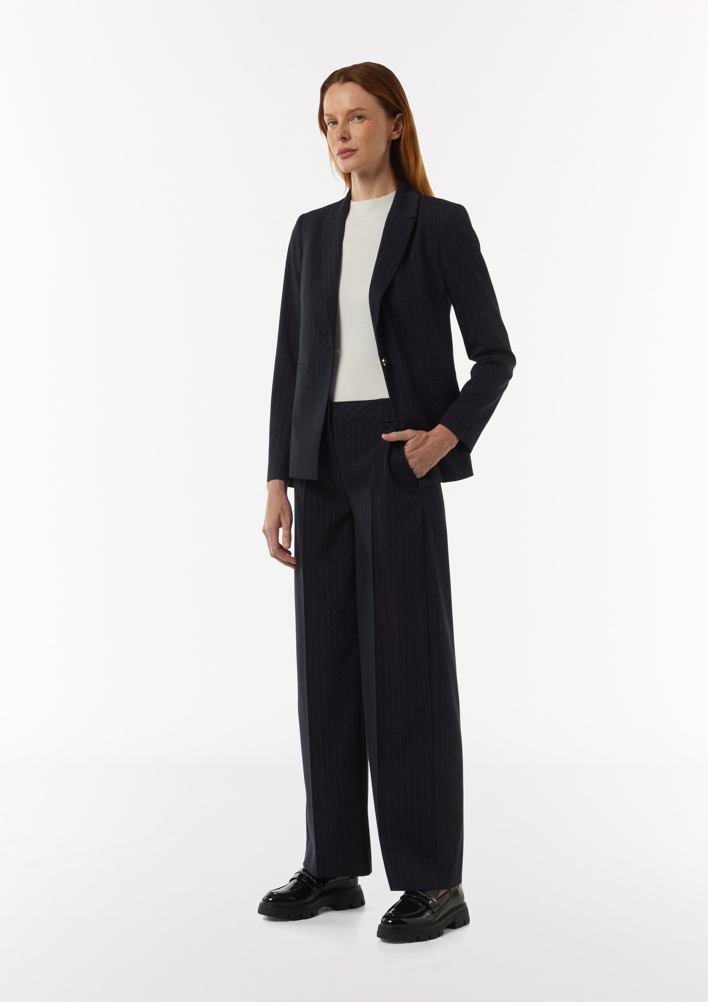 Nadelstreifen-Hose mit dezentem Lurexgarn - navy