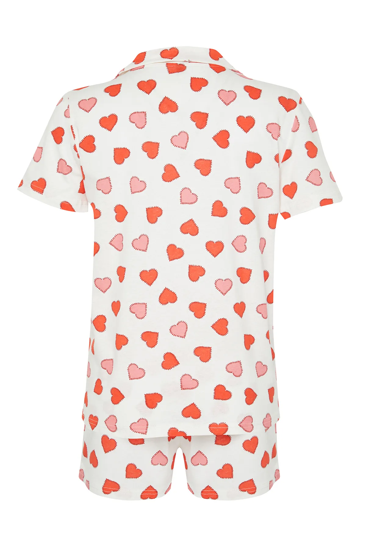 Trendyol Collection  Mehrfarbiges Pyjama-Set aus 100 % Baumwolle mit Herzmuster THMSS24PT00152