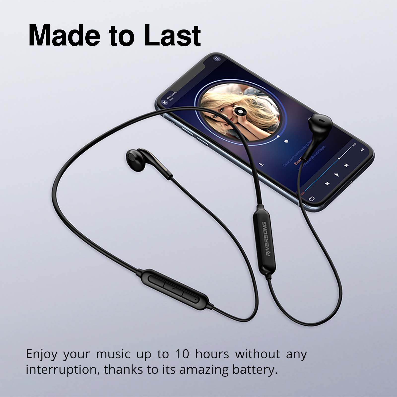 RIVERSONG Stream X1 Kopfhörer wireless In-Ear-Kopfhörer (Bluetooth, IPX4 Wasserdicht und staubdicht, HD-Klang, Flexibles Kabel)
