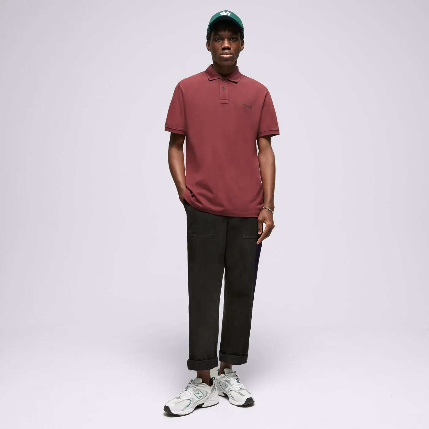 TIMBERLAND T-SHIRT SMALL LOGO PRINT POLO (REGULAR) Dunkelrot