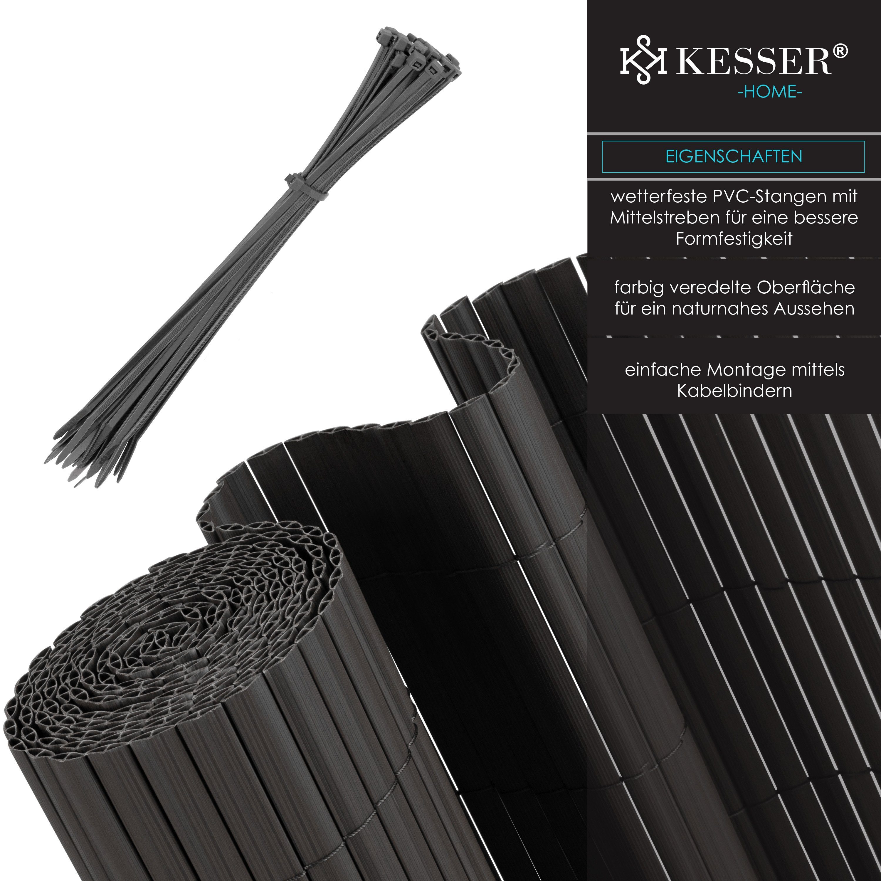 KESSER Sichtschutzstreifen, PVC Sichtschutzmatte Balkonverkleidung Windschutz Sichtschutzzaun