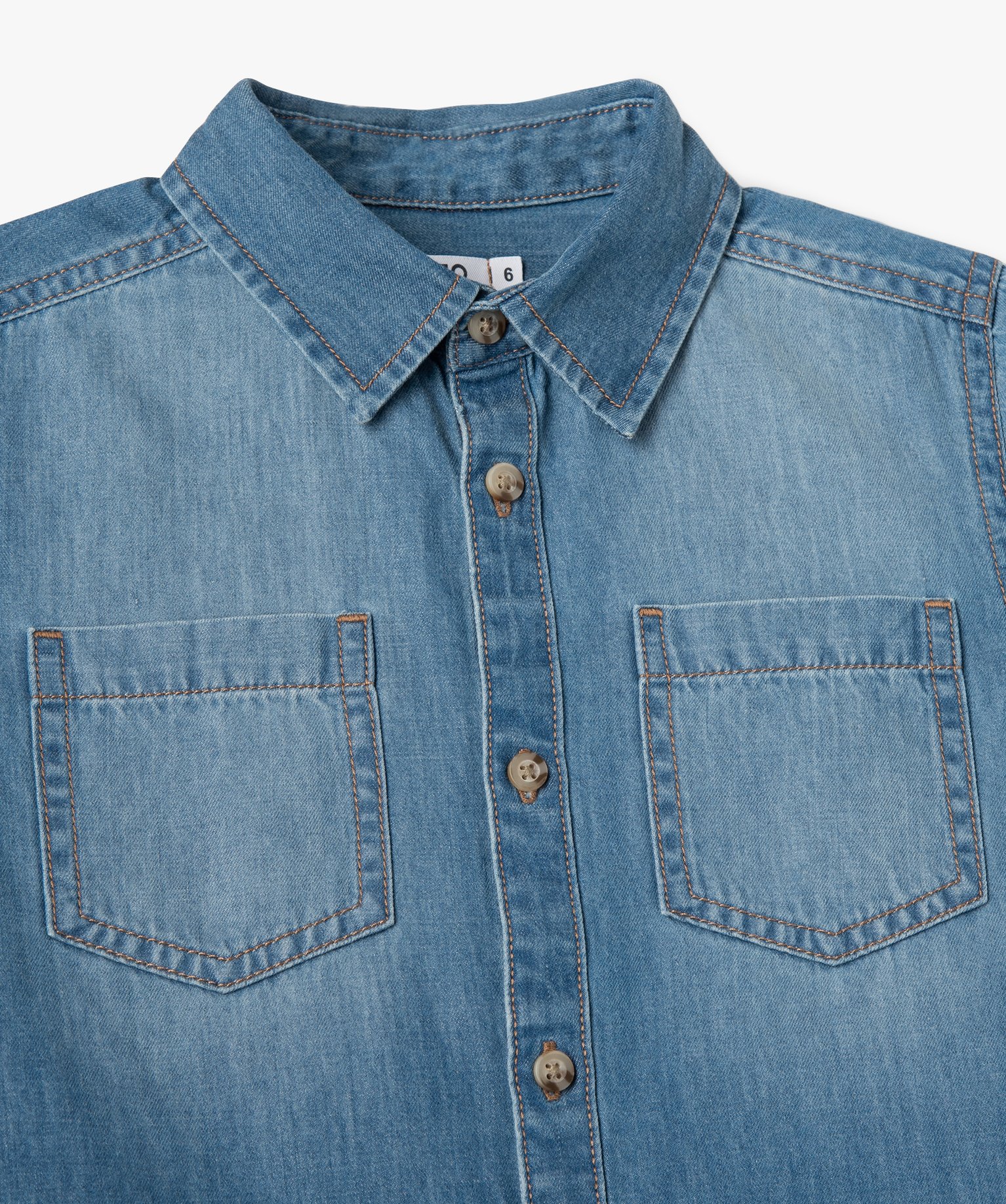 Chemise Garçon à manches courtes aspect denim stone | GEMO