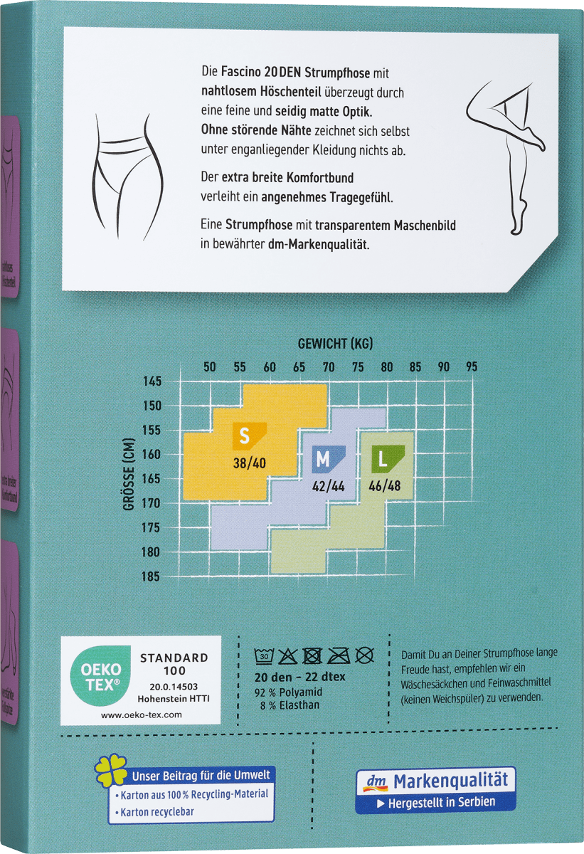 Strumpfhose mit nahtlosem Höschenteil powder Gr. 46/48, 20 DEN, 1 St