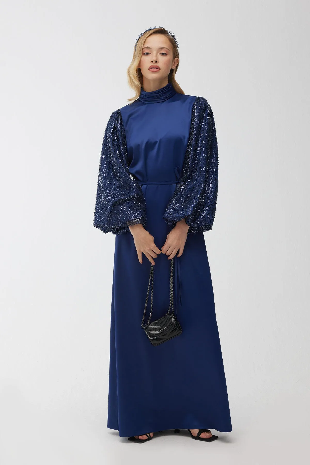 Manuka  Mit Stein besticktes Abendkleid Mitternachtsblau
