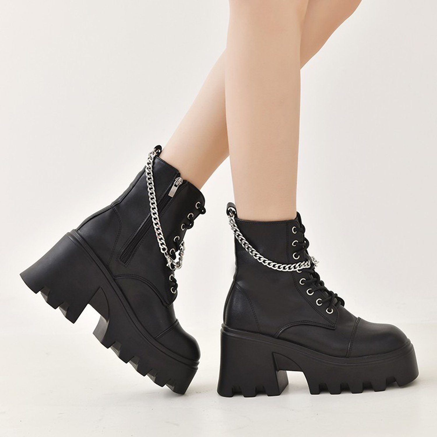 aikidio Hufglocken Schwarze Winterstiefel und High Heels für Damen