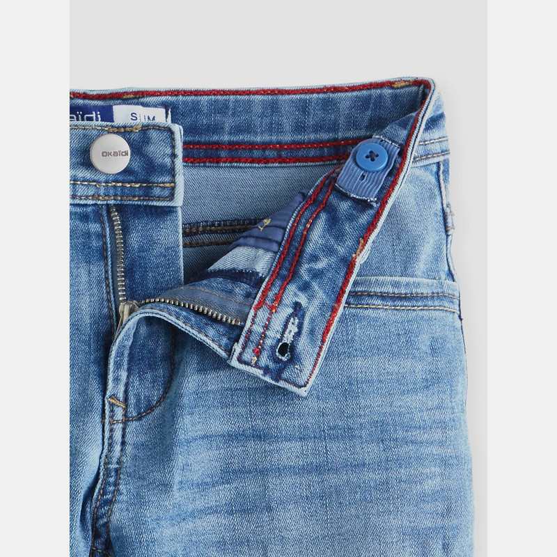 Bermuda slim en jean hyper-stretch bleu garçon