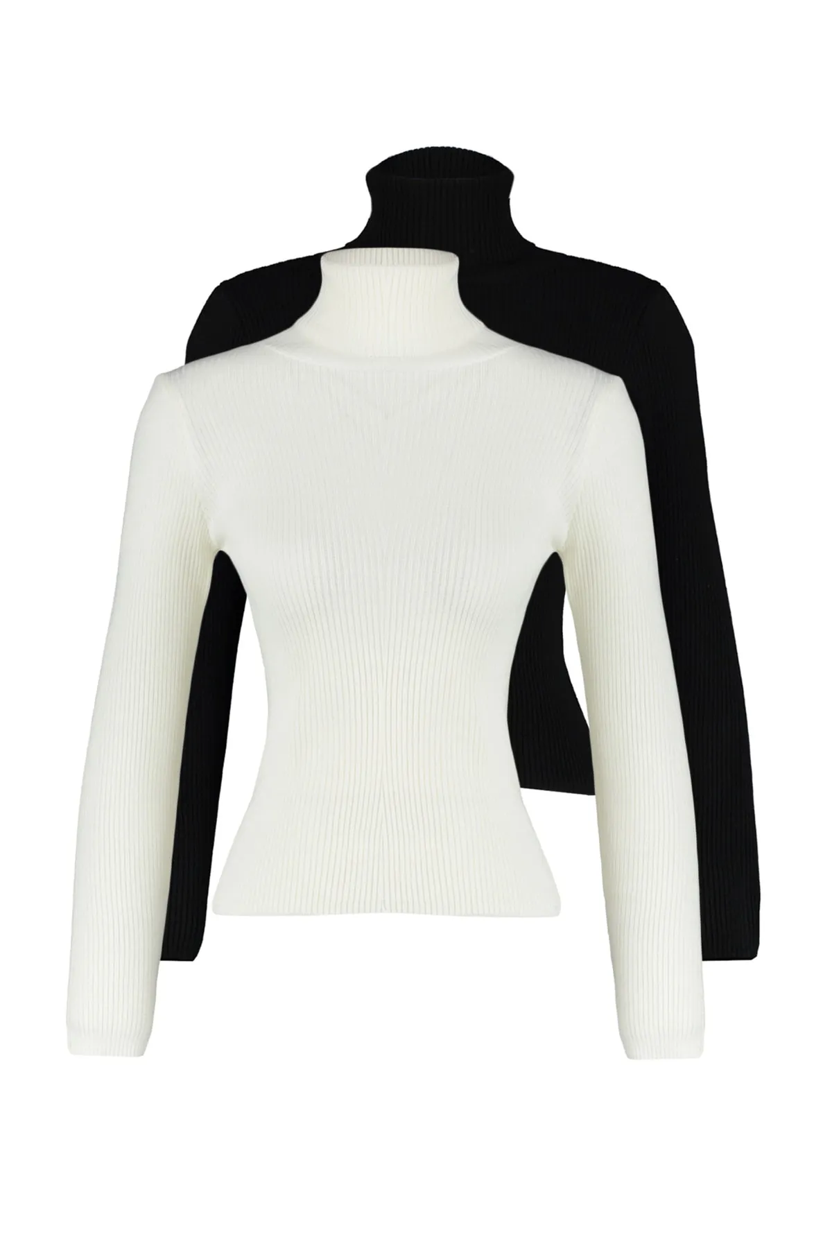 Trendyol Collection  Schwarz-weißer Strickpullover im Doppelpack TWOAW22KZ1767