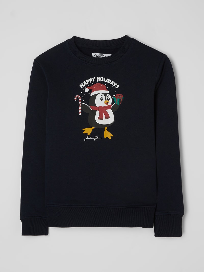 Sweatshirt mit Print Modell 'Jortoon' in marineblau