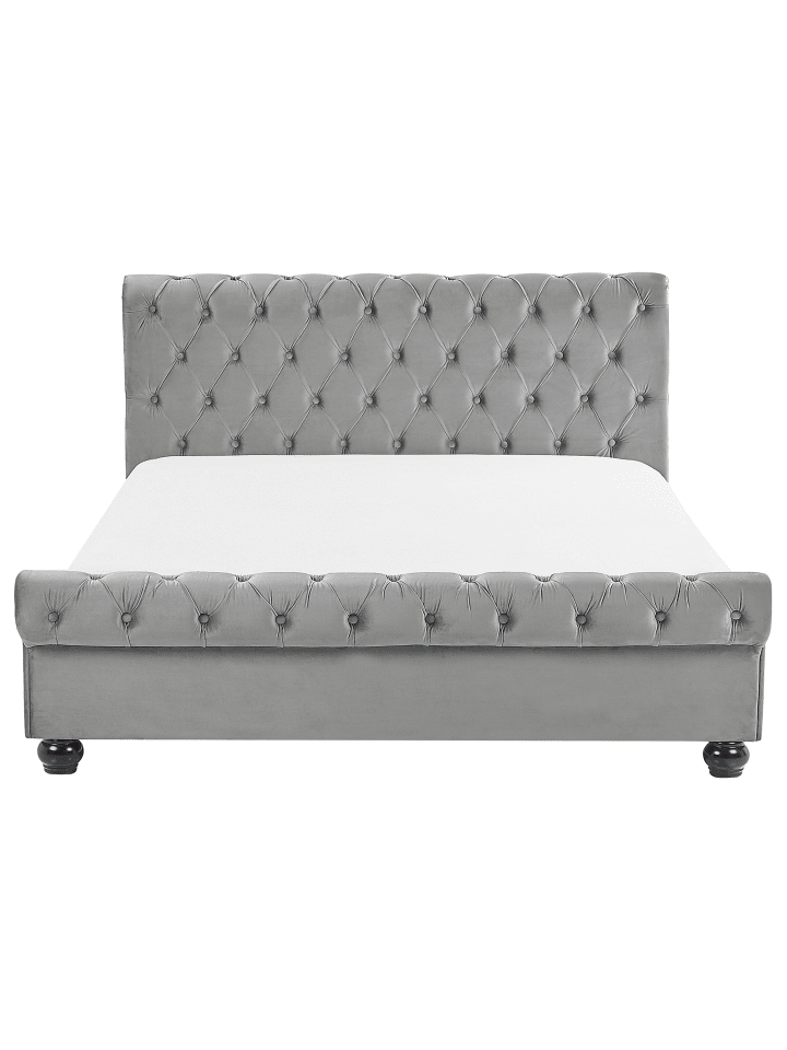 Beliani Doppelbett AVALLON in Grau/Schwarz - (W) 172 x (H) 94 x (L) 233 cm günstig kaufen onesize
