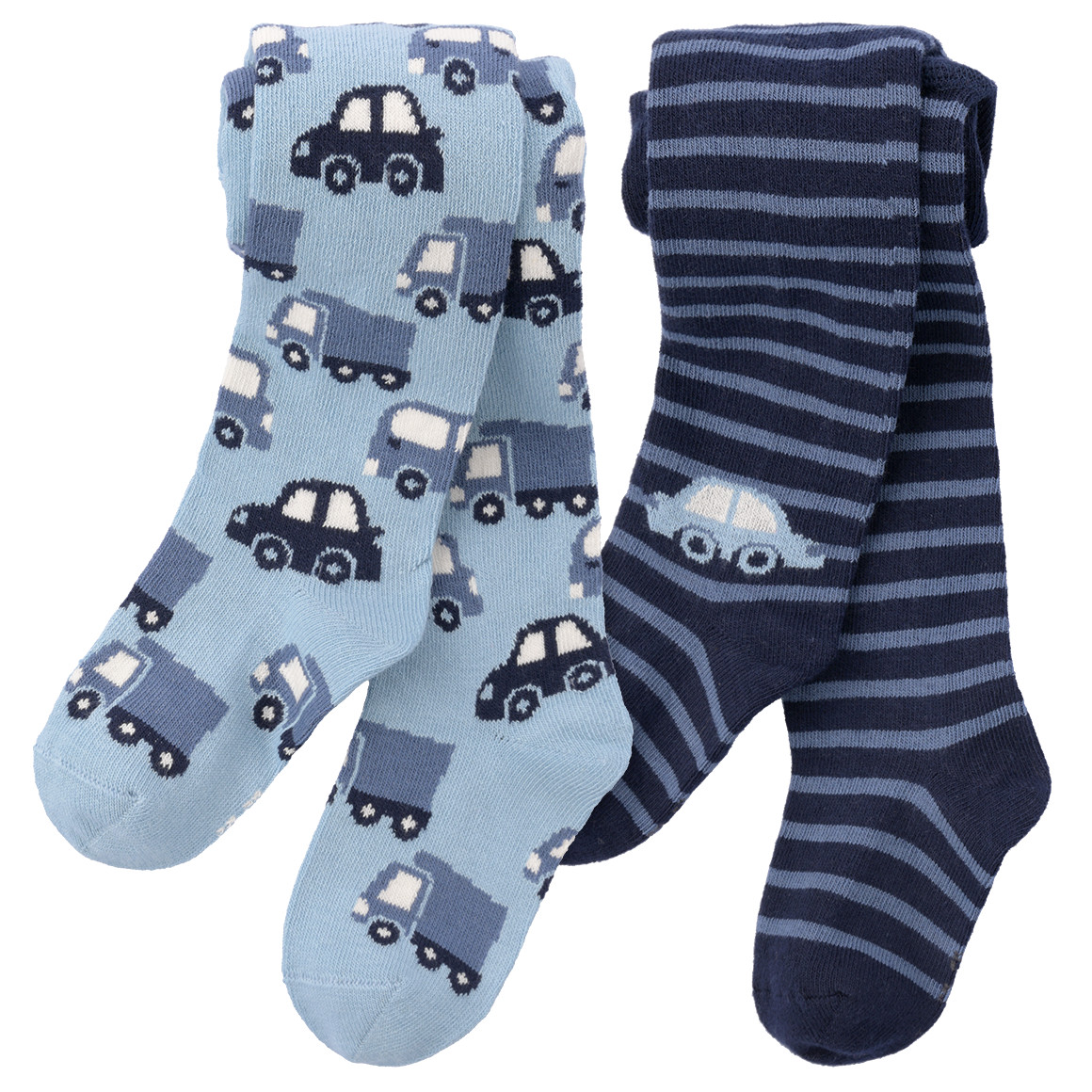 2 Baby Strumpfhosen mit Auto-Motiven