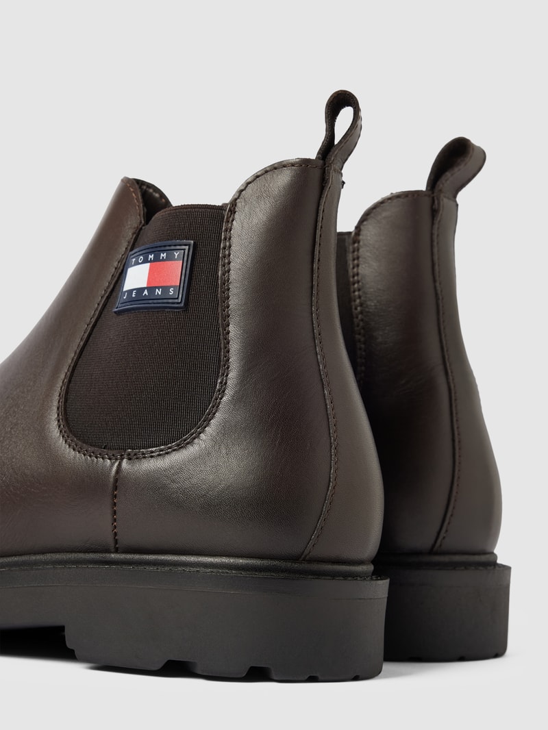 Chelsea Boots mit Label-Detail Modell 'NAPA LEATHER' in dunkelbraun