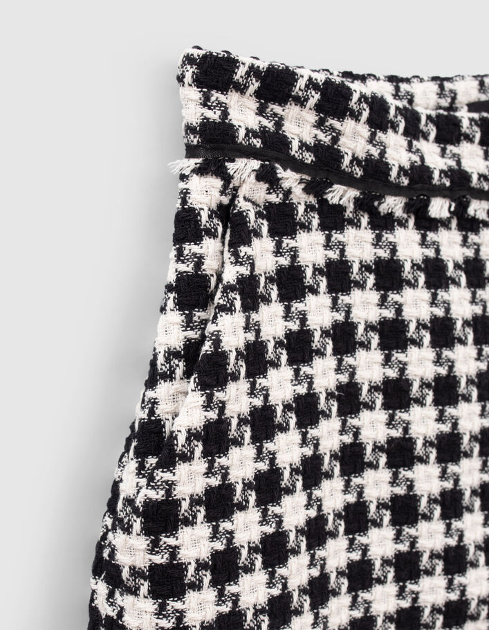 Short noir effet tweed à motif pied-de-coq Femme