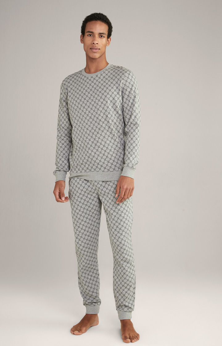 Loungewear Sweatshirt in Hellgrau Melange gemustert