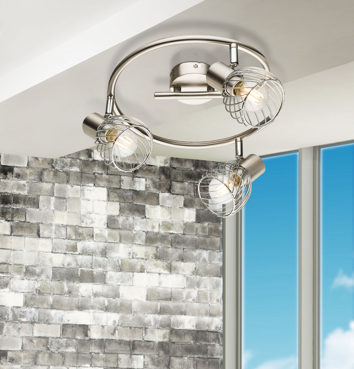 Globo Lighting - TEXAS - Strahler Metall Nickel matt, 3x E14