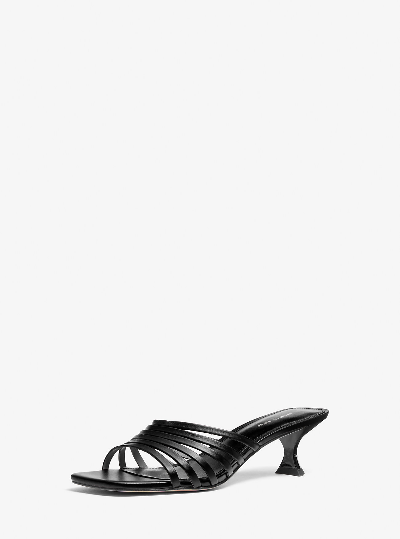 Haisley Leather Kitten Sandal - SVART