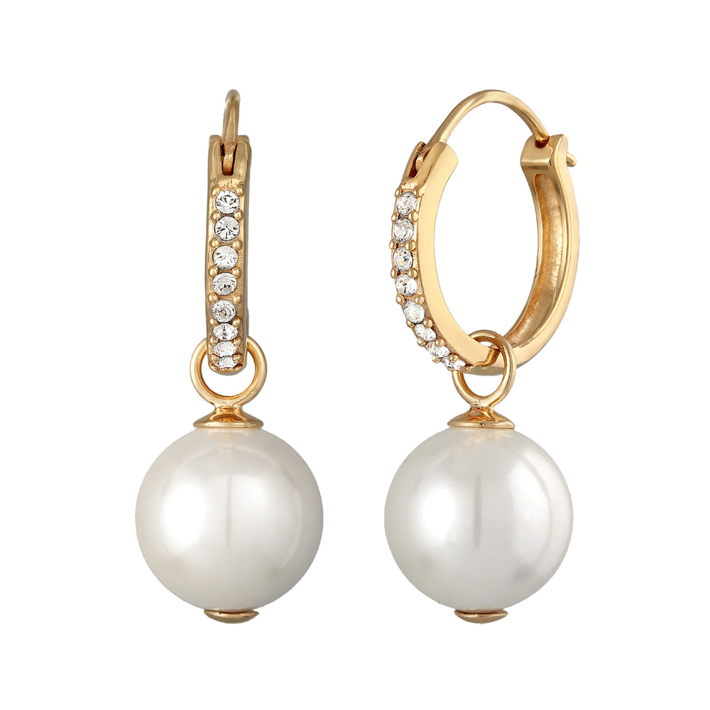 Elli Elli Boucles d'Oreilles Femmes Créoles étincelantes avec perles de coquillage et  Boucles d'oreilles
