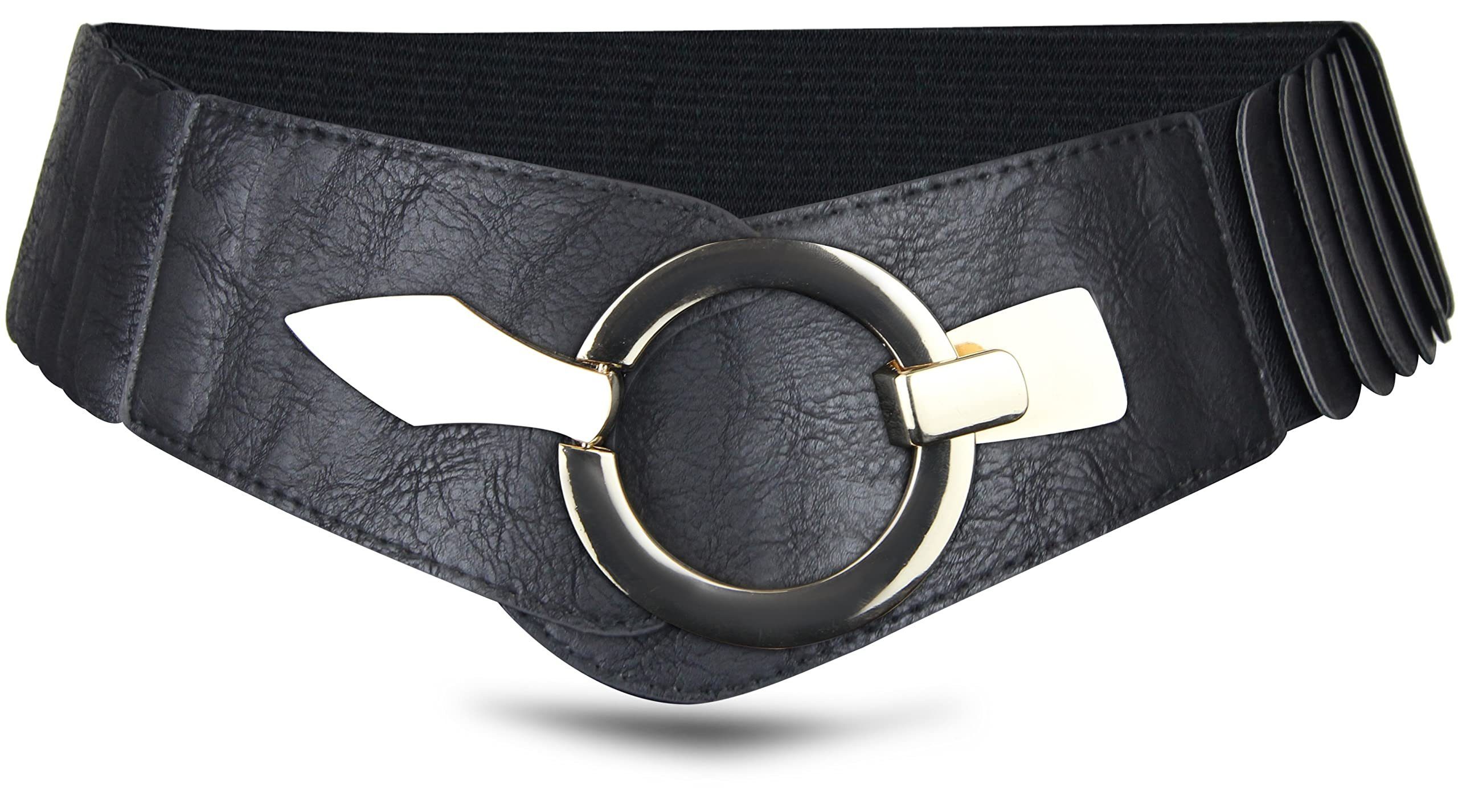Vanessa & Melissa Taillengürtel Damen 6cm breit (bequemer Stretchgürtel) elastischer Gürtel mit goldener Ring-Schließe