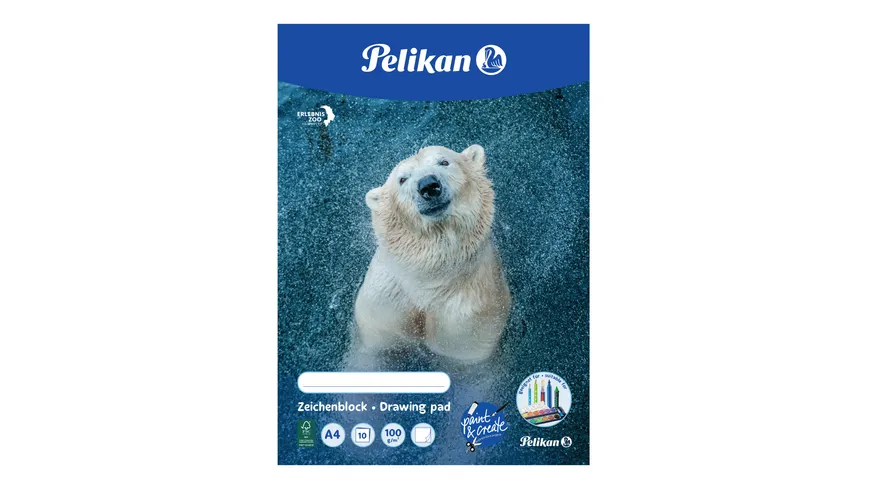 Pelikan Zeichenblock A4 sortiert 10 Blatt 100g/qm