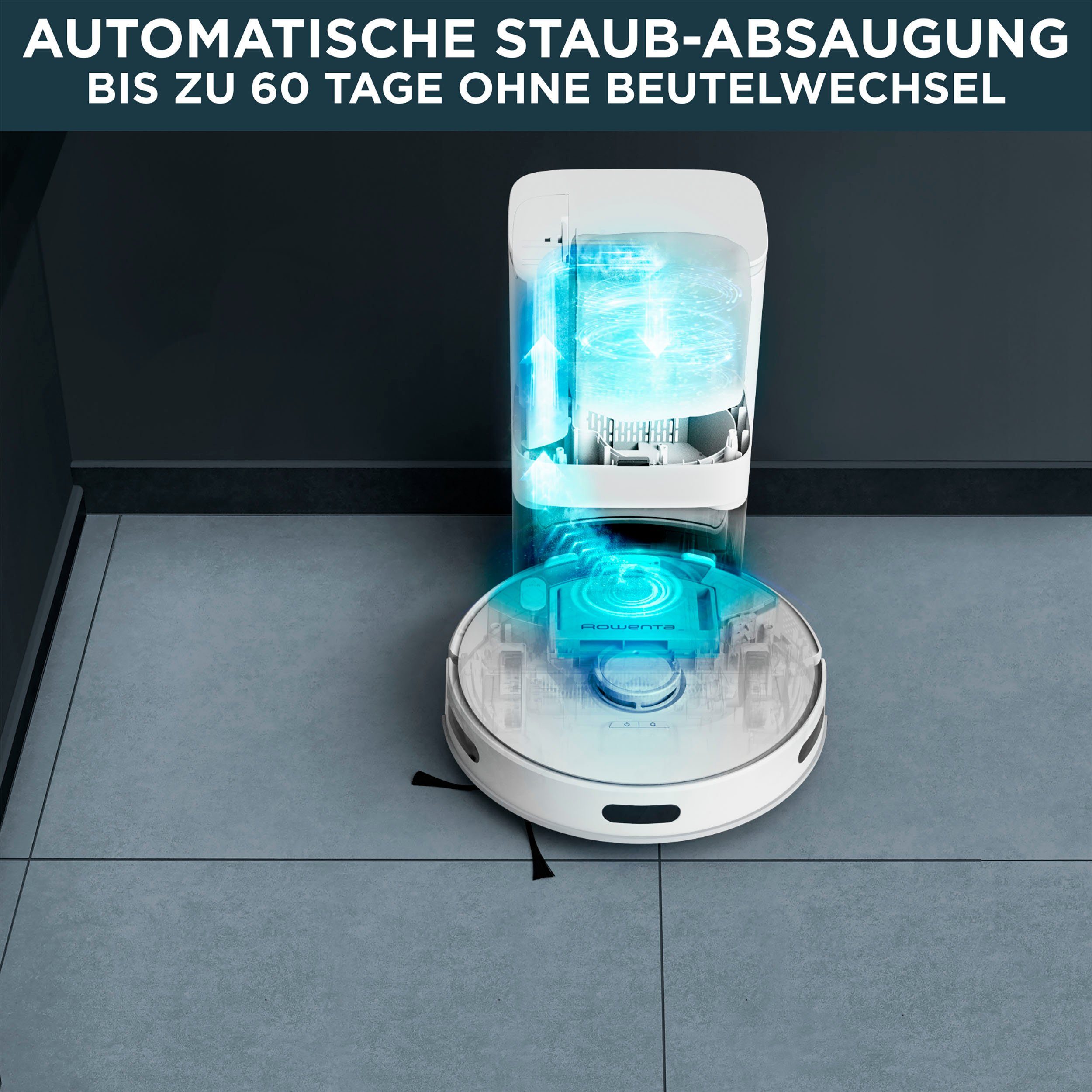 Rowenta Nass-Trocken-Saugroboter RR8587 X-Plorer Serie 75+, Absaugstation, 3 Reinigungsmodi, Laser-Navigation, 0,26L Staubbehälter