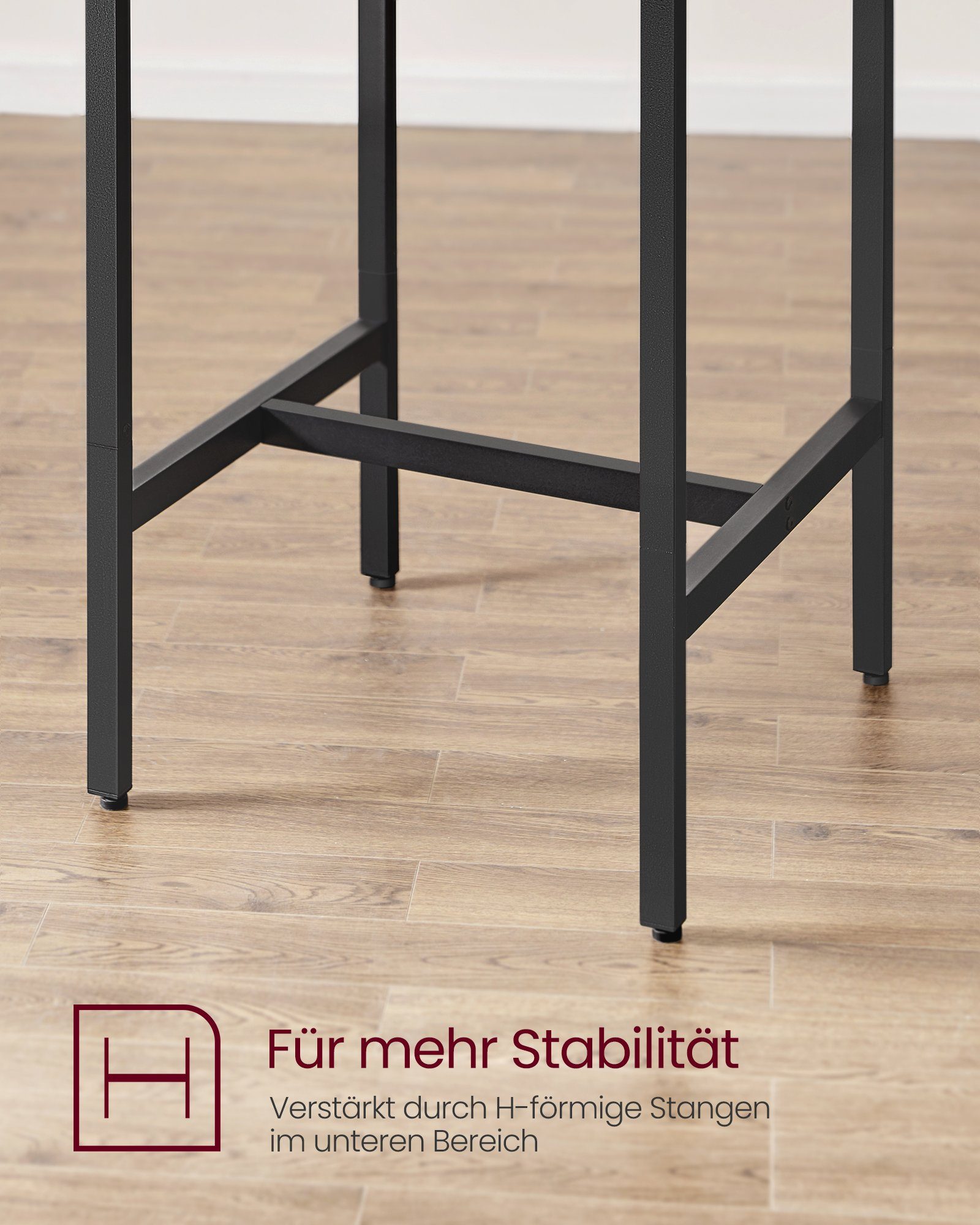 VASAGLE Bartisch Bartisch-Set, Esstisch(60 x 60 x 90 cm) mit 2 Barhochern