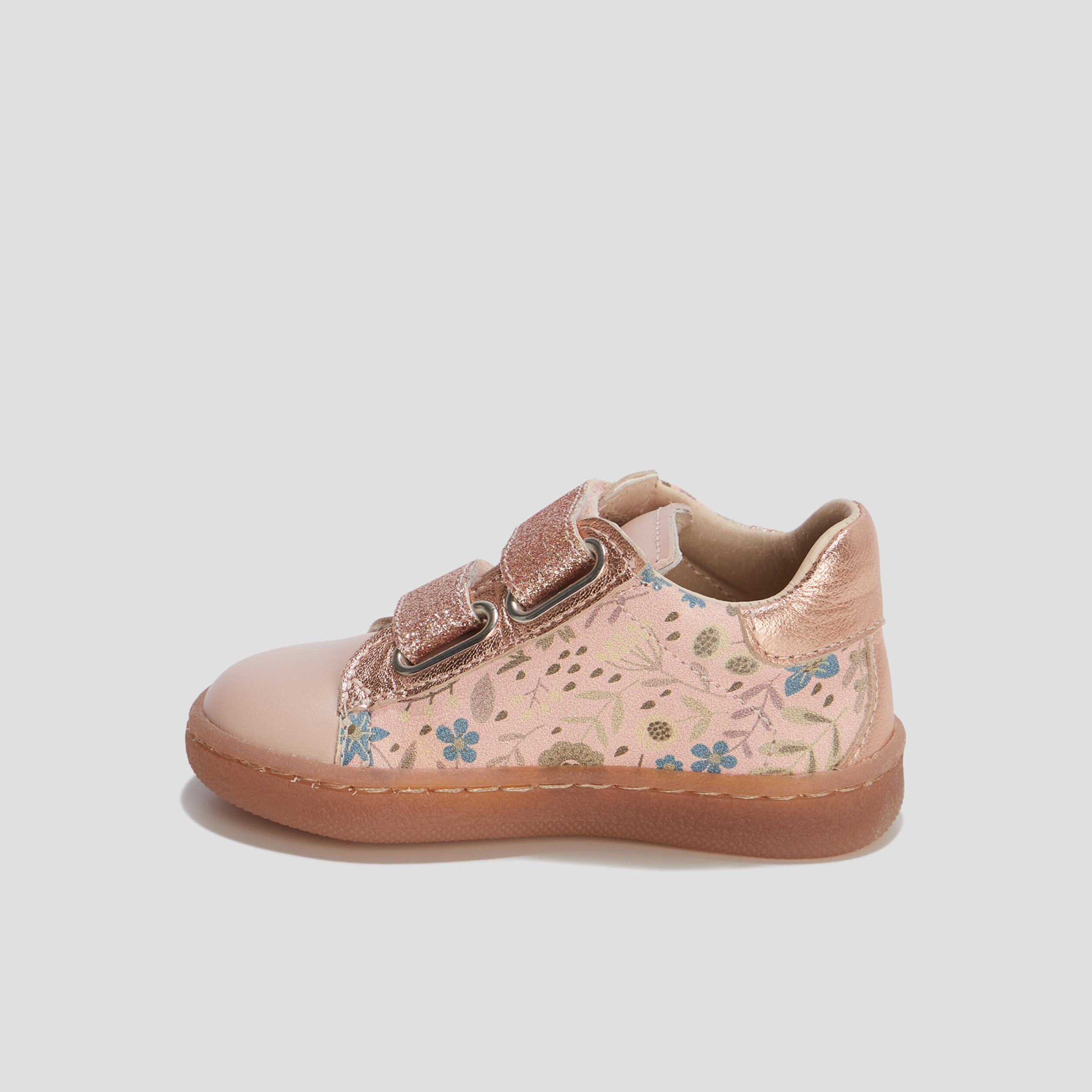Baskets montantes à scratchs en cuir multicolore bébé fille | La Halle