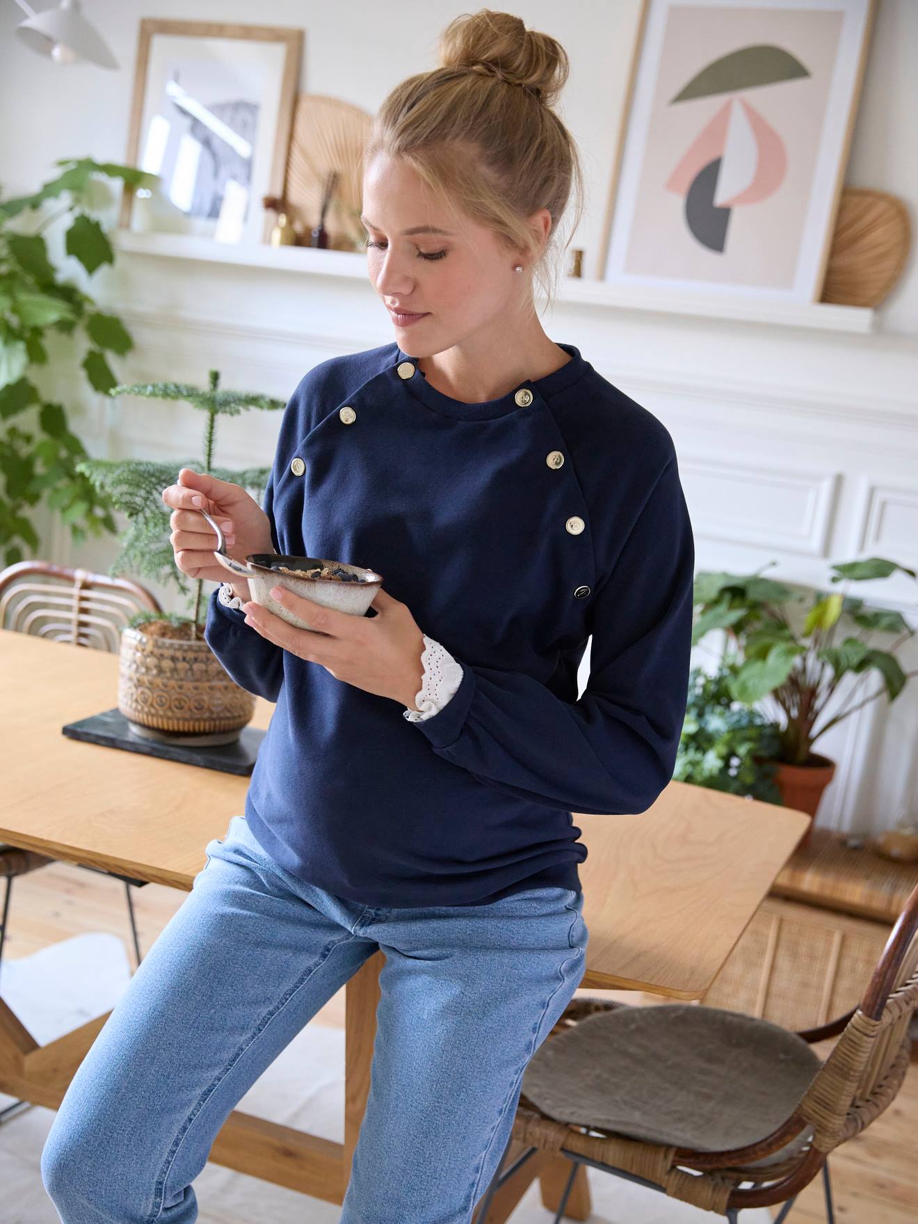 Sweat molleton grossesse et allaitement camel