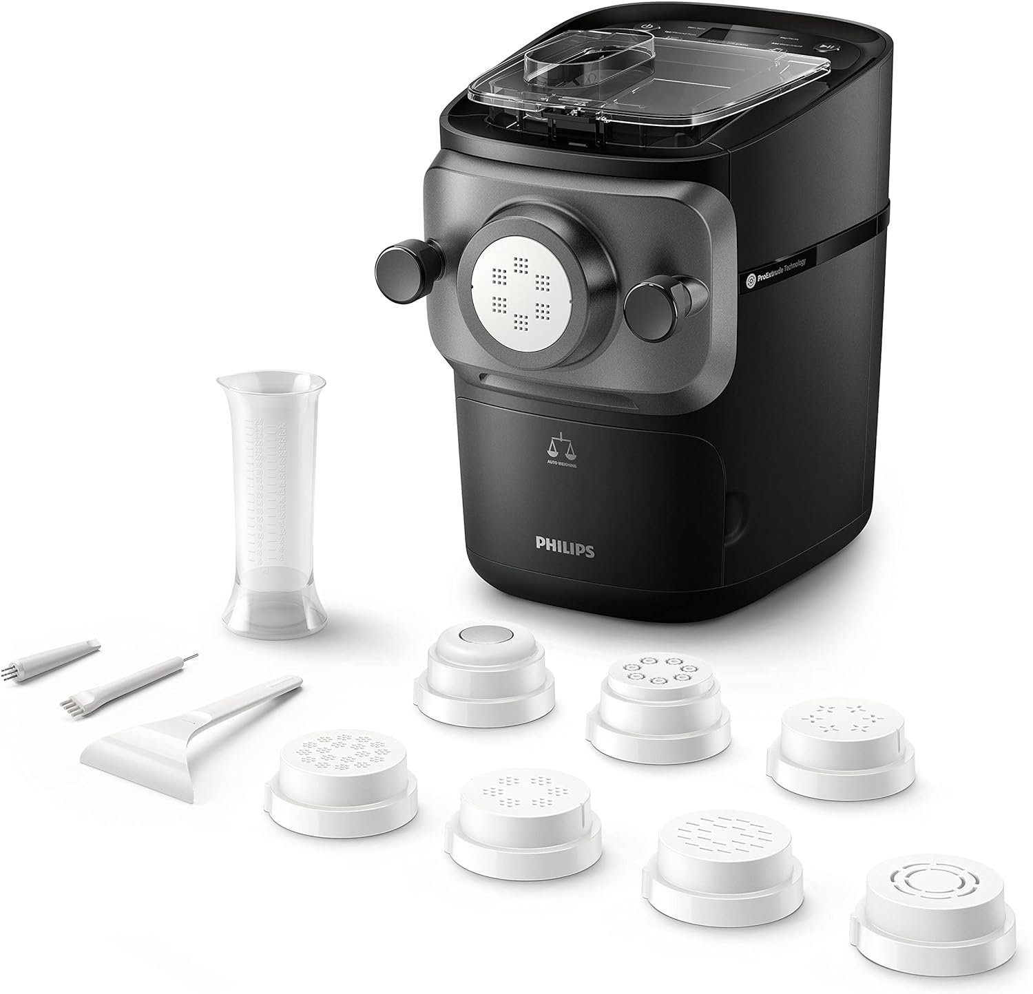 Philips Nudelmaschine Serie 7000,Schwarz,Nudelmaschine,Elektrisch,Nudel Maschine,Pastamaker, 200,00 W, Pasta Maschine,Nudel herstellen,mit Formscheiben,Nudelmaschinen