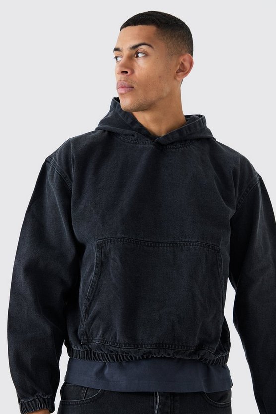 Kastiger Denim-Hoodie