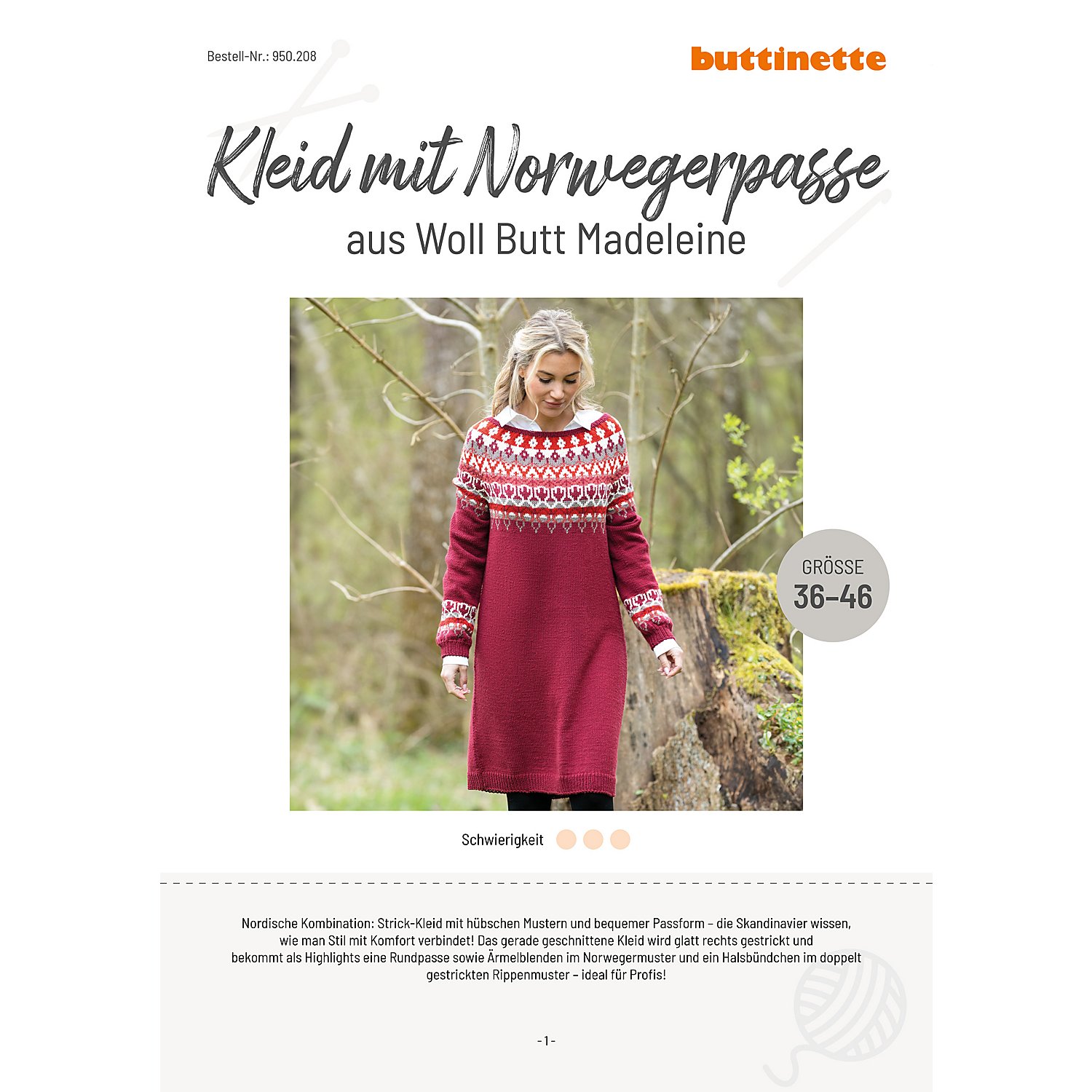 Strickanleitung – Kleid mit Norwegerpasse aus Woll Butt Primo Madeleine