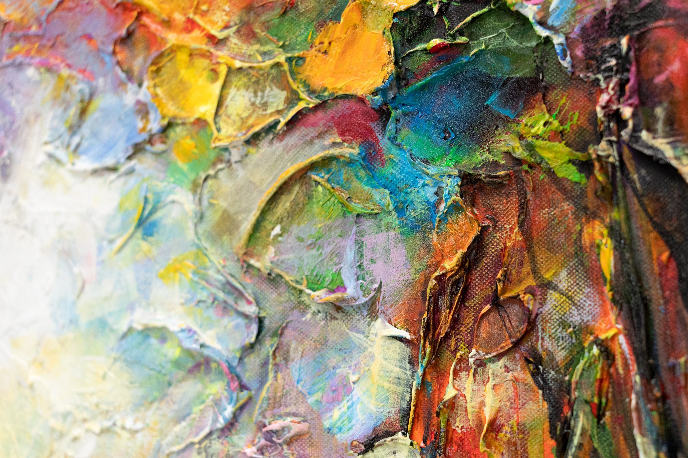 YS-Art Gemälde Erschaffung, Romantisches auf Leinwand Bild Handgemalt Pärchen mit Rahmen