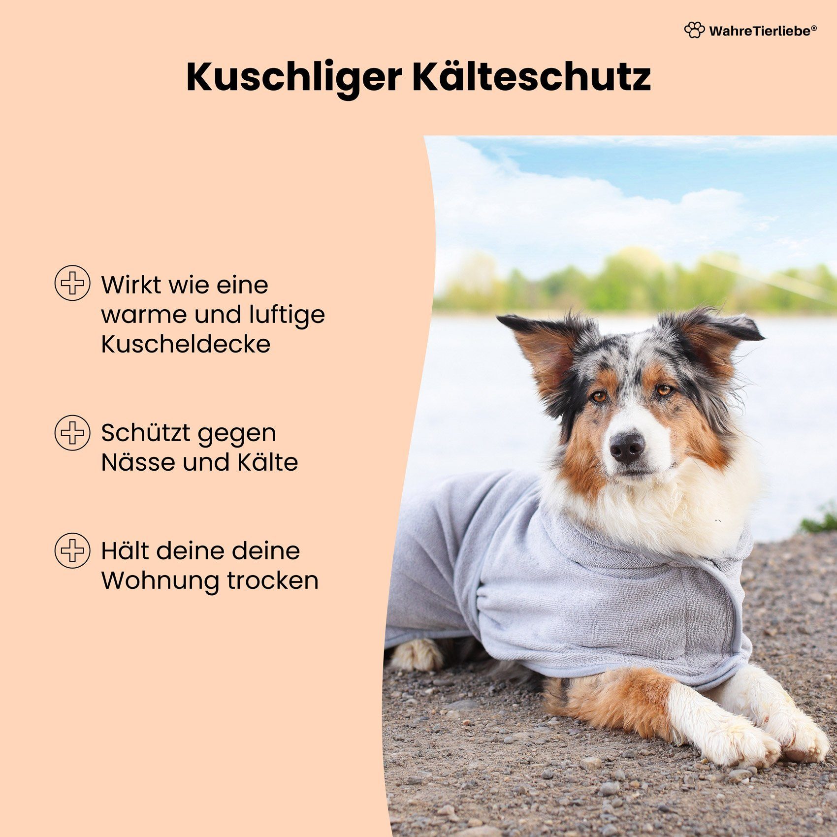 Wahre Tierliebe Hundebademantel Premium Hundebademantel, saugstark und waschbar, In verschiedenen Größen und Farben erhältlich