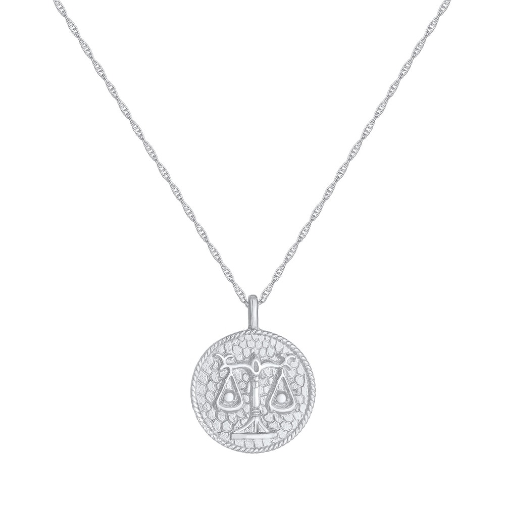 Elli Elli Collier Pièce de monnaie pour dames en Balance du Zodiaque Astro Tendance An Bijoux