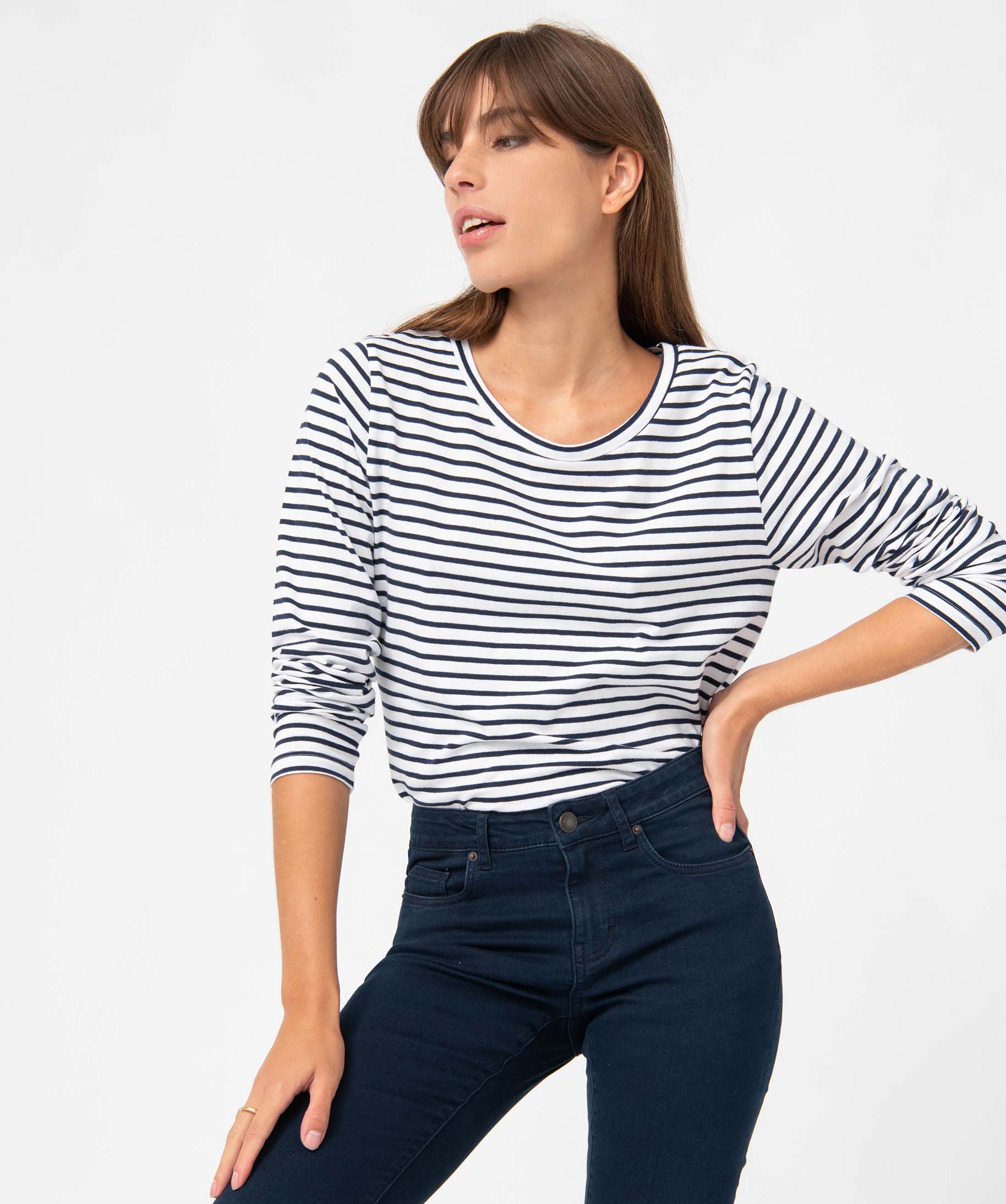 Tee-shirt rayé à manches longues femme raye | GEMO