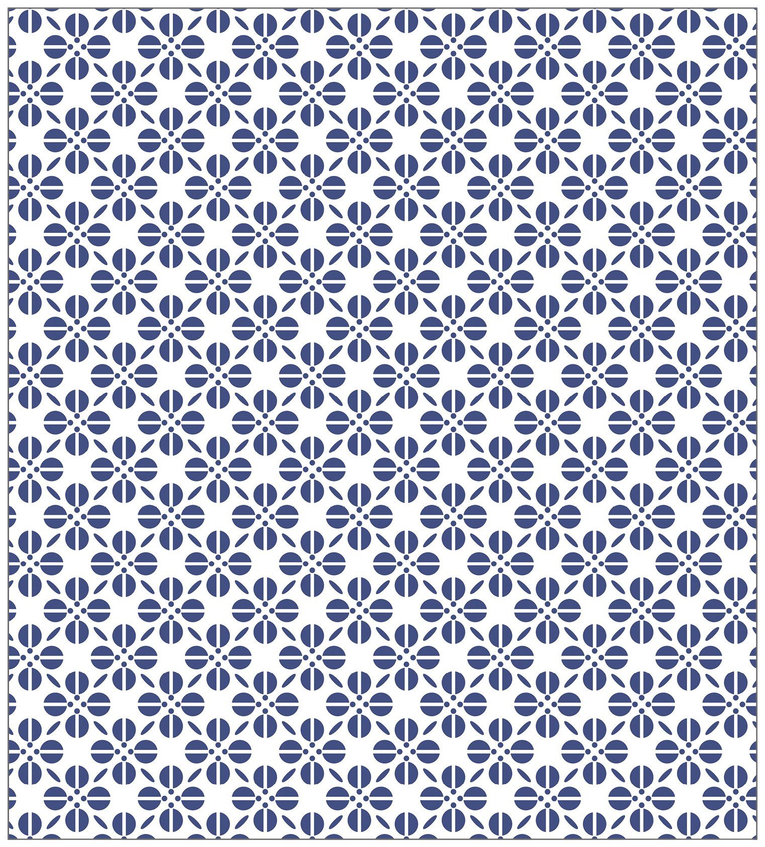 Fensterfolie Look Grafik Blumenmuster blau, MySpotti, halbtransparent, glatt, 90 x 100 cm, statisch haftend