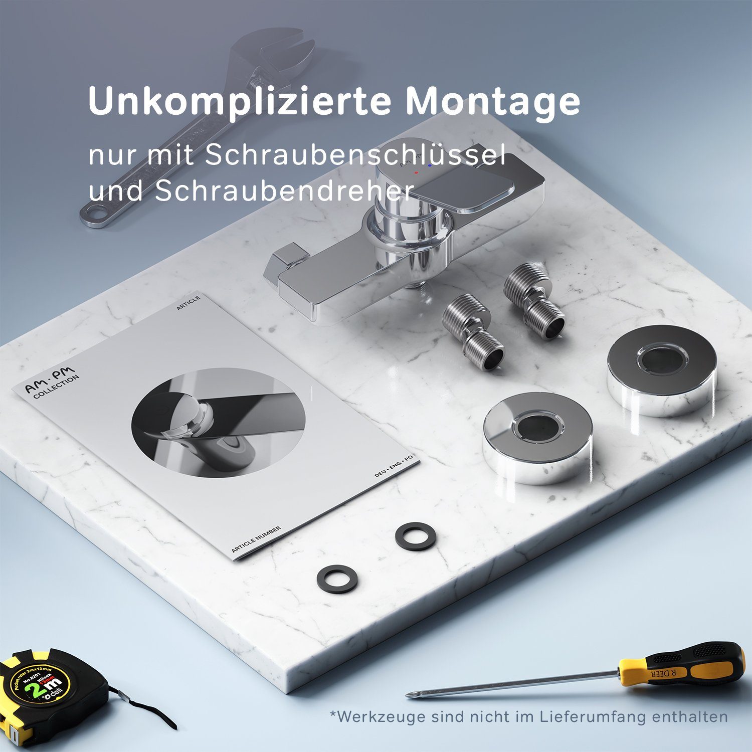 AM.PM Duscharmatur X joy Wasserhahn Bad, Keramikkartusche SoftMotion 35mm beständig gegen Korrosion, Kratzer und Schmutz