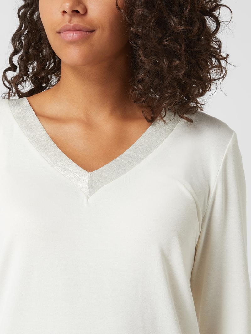 Pyjama mit Kontrastbesatz in offwhite