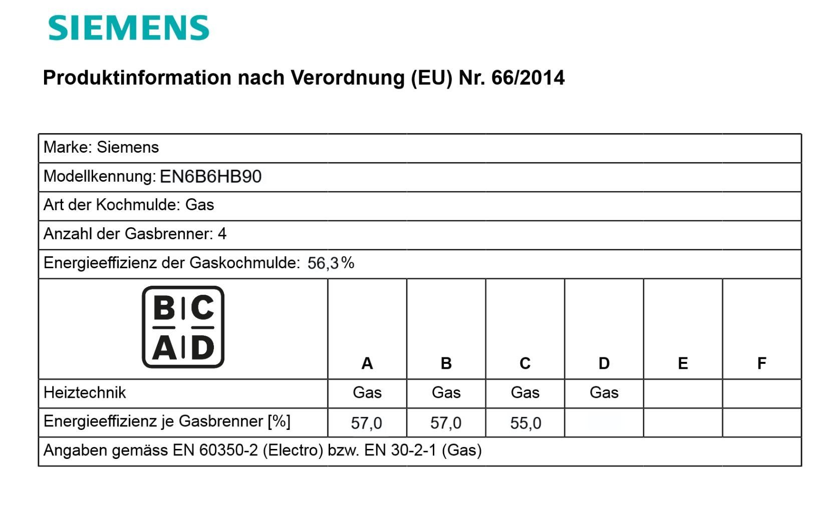 SIEMENS Gas-Kochfeld EN6B6HB90
