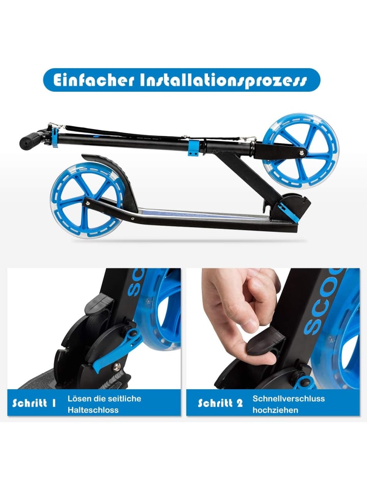 COSTWAY Roller mit 2 LED Rädern ab 10 Jahre in Blau günstig kaufen 90 cm