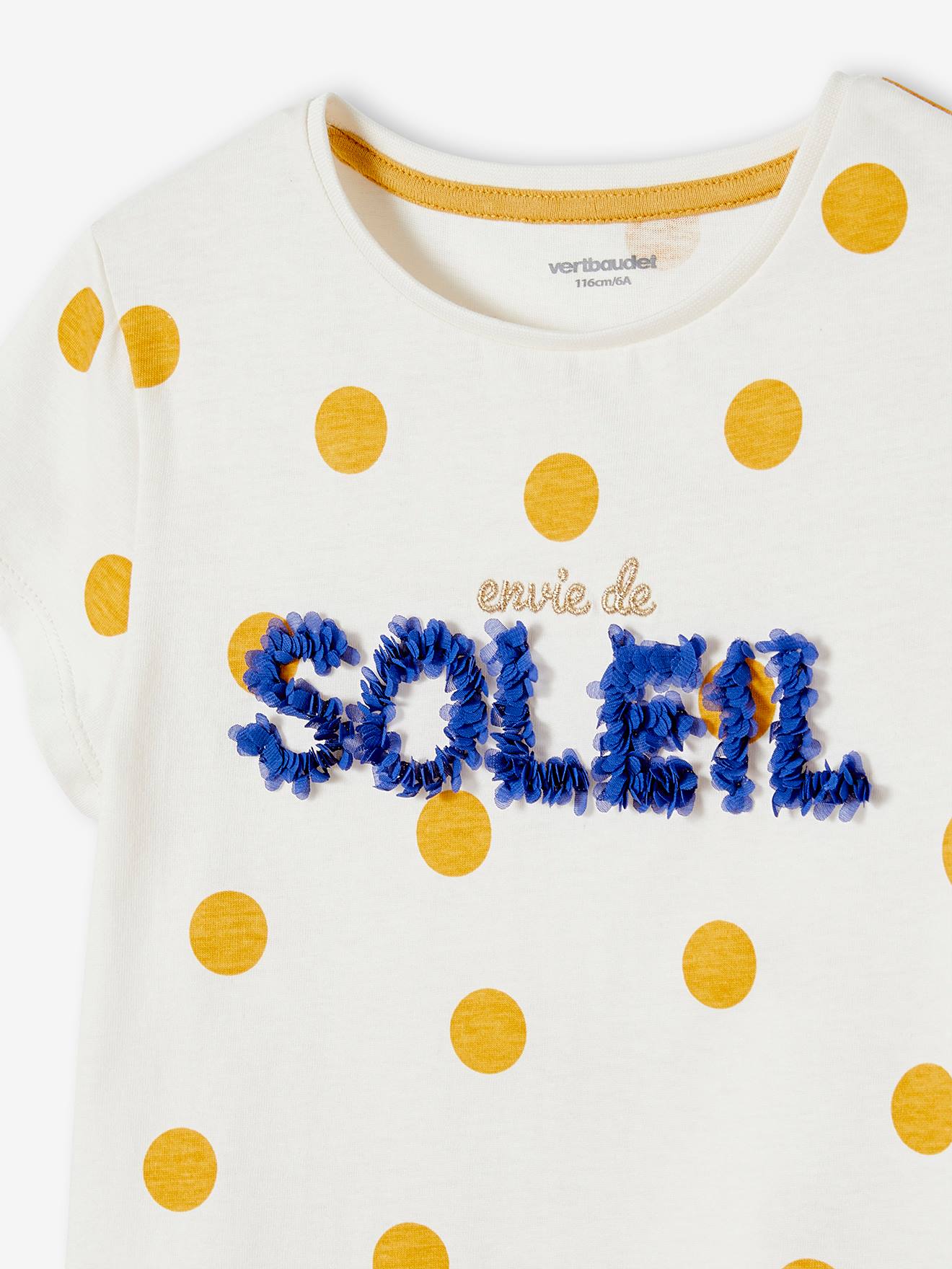 T-shirt imprimé animation relief fille terracotta
