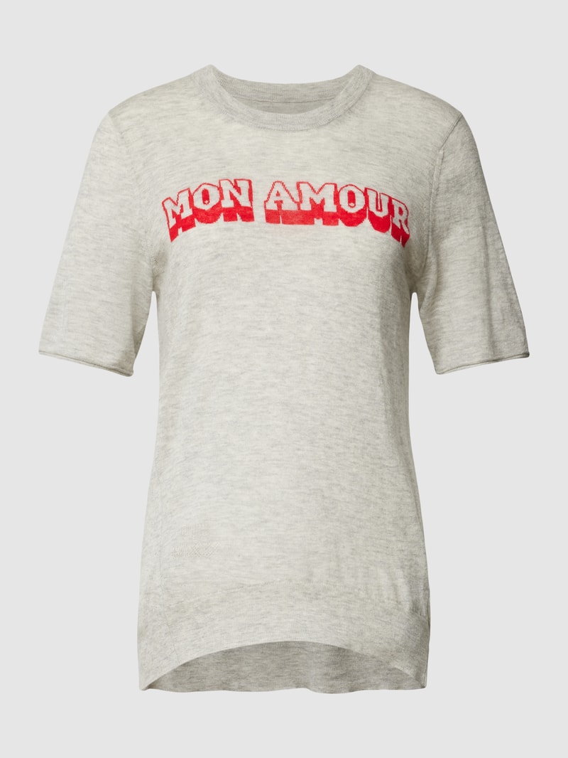Strickshirt aus Kaschmir Modell 'MON AMOUR' in beige meliert
